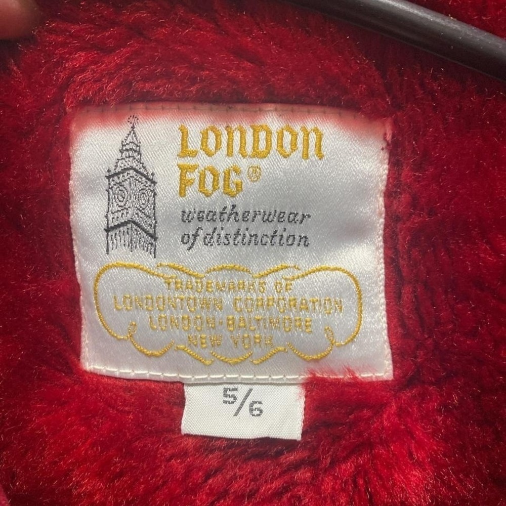 London Fog Utility Jacket Womens Vintage Faux Fur Lined Red 5/6 Excellent - Picture 3 of 3